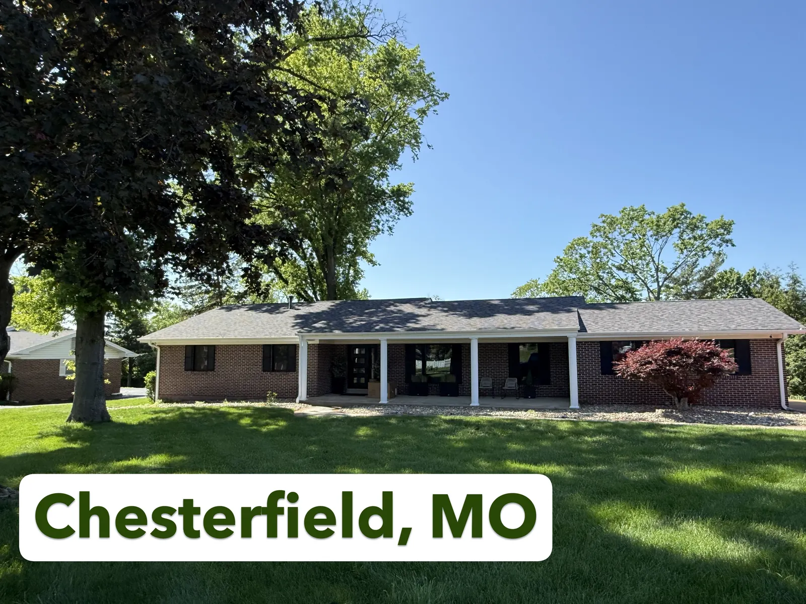 New roof replacement on a brick ranch home in Chesterfield, MO